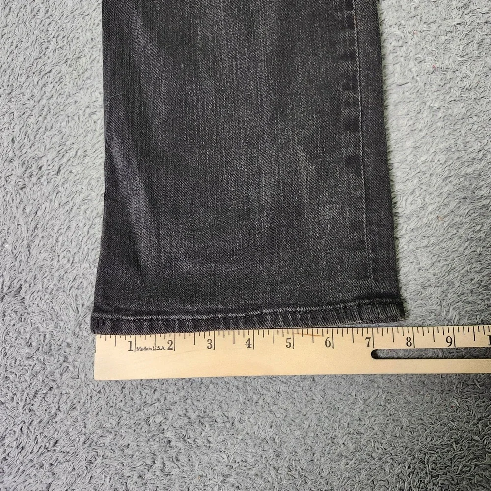True Religion Mens 33 Ricky Relaxed Straight Jeans Black Faded Flap Pocket USA